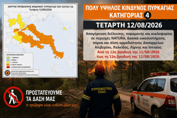 Εύβοια-στο-«πορτοκαλί»:-Πολύ-υψηλός-κίνδυνος-φωτιάς-–-Κλείνουν-δάση-και-άλση-την-Τετάρτη